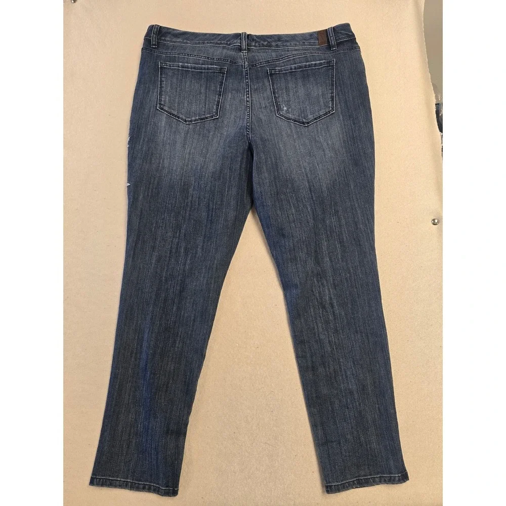 Simply Vera Vera Wang Slimming‎ Stretch Skinny Jeans Blue Floral Embroidered 20W